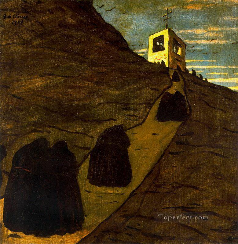 climb to the monastery Giorgio de Chirico Metaphysical surrealism Oil Paintings